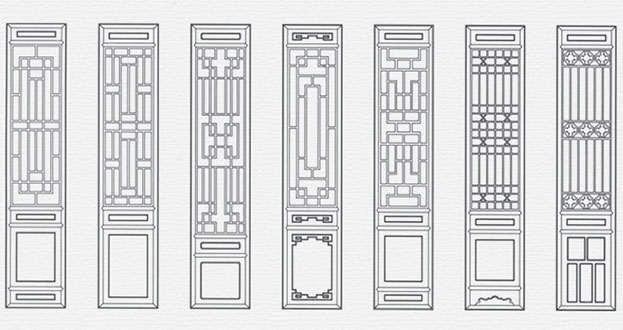 广汉常用中式仿古花窗图案隔断设计图